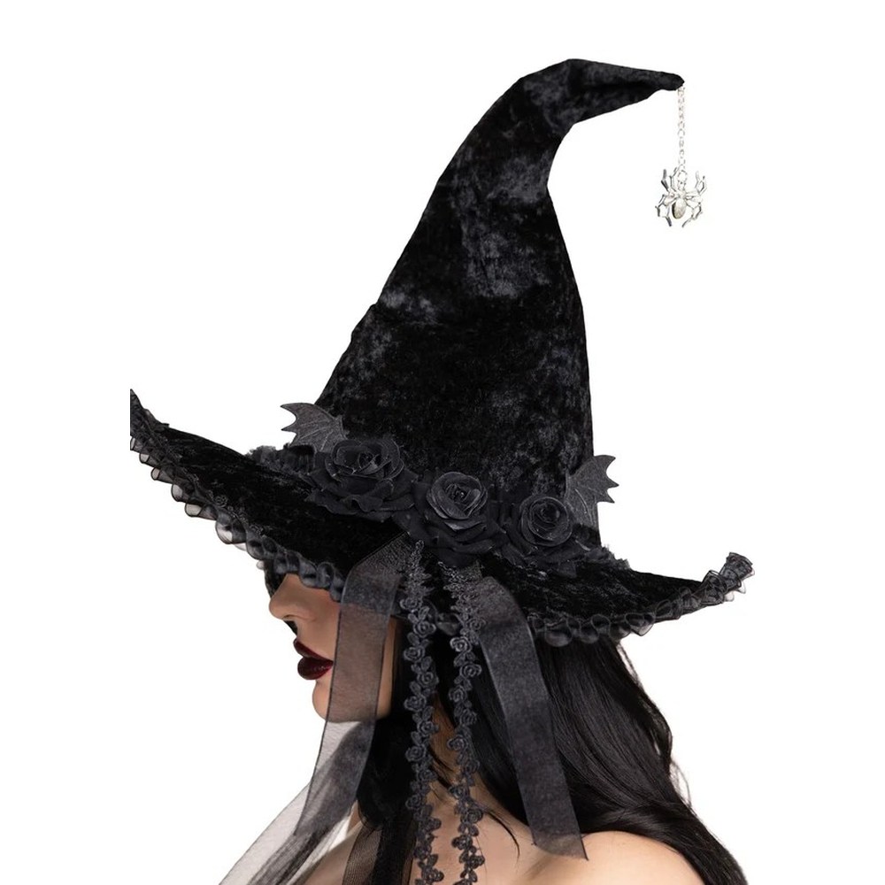 Leg Avenue - Dark Lolita Velvet HexenkostÃ¼m Hut - Schwarz